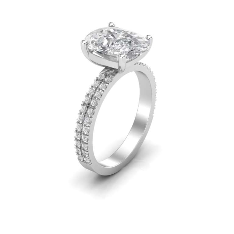 Elongated Cushion Engagement Ring Double Shank My Moissanite